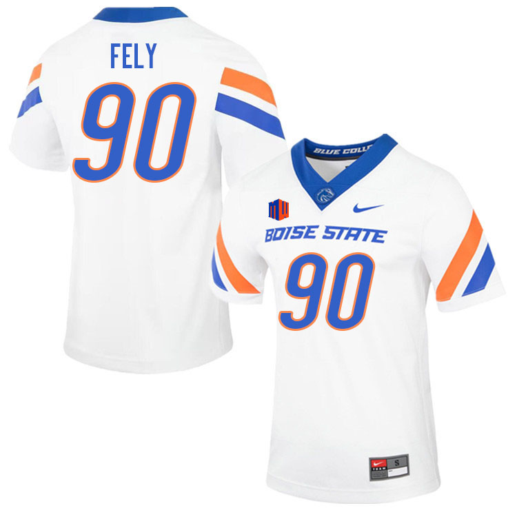 Men-Youth #90 Braxton Fely Boise State Broncos College Football Jerseys Stitched-White